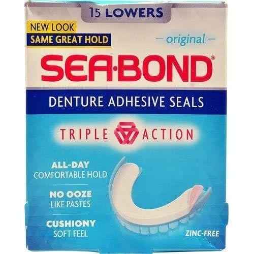 Sea-Bond Triple Action Lower Denture Adhesive Seals Original 15 Ct