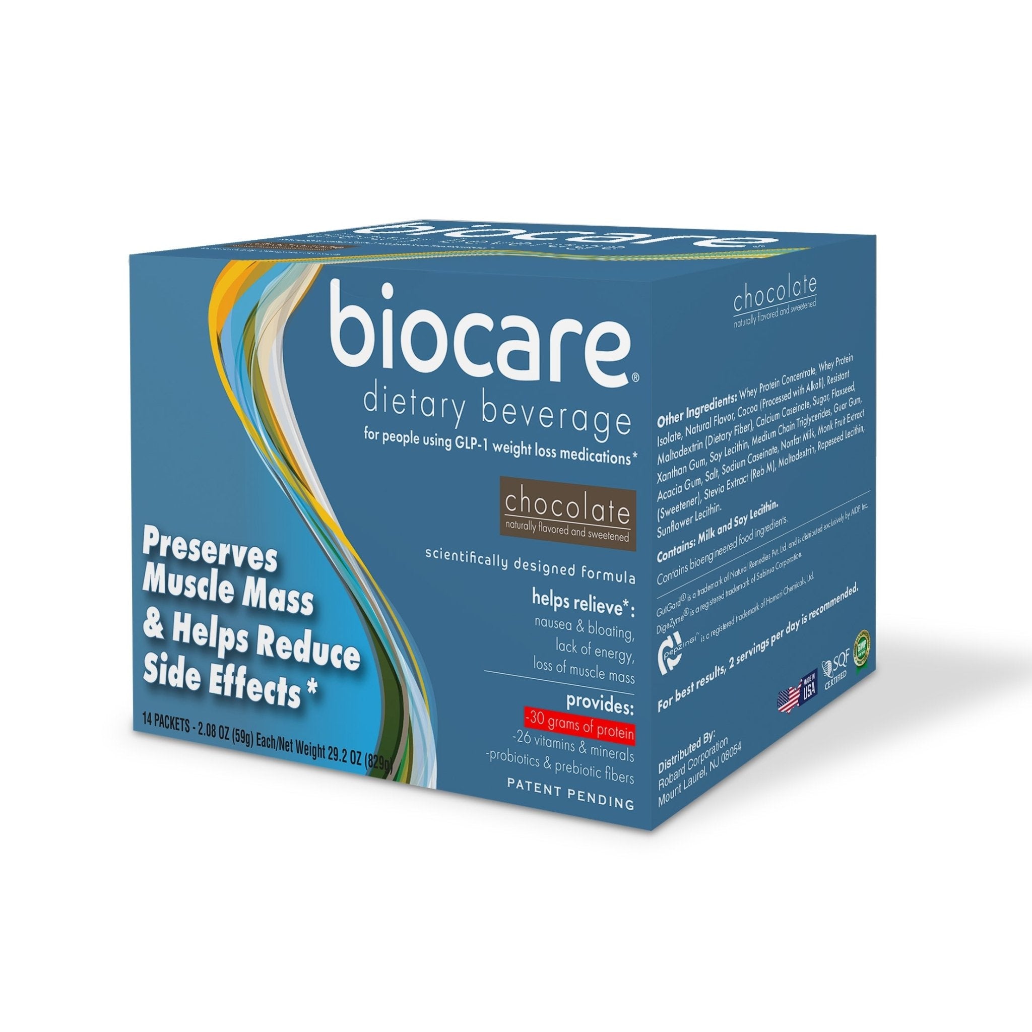 30G Protein Chocolate Biocare Dietary Beverage (14 - Count) - Pileggi on the Square Salon Powered by Gatto Salon Group