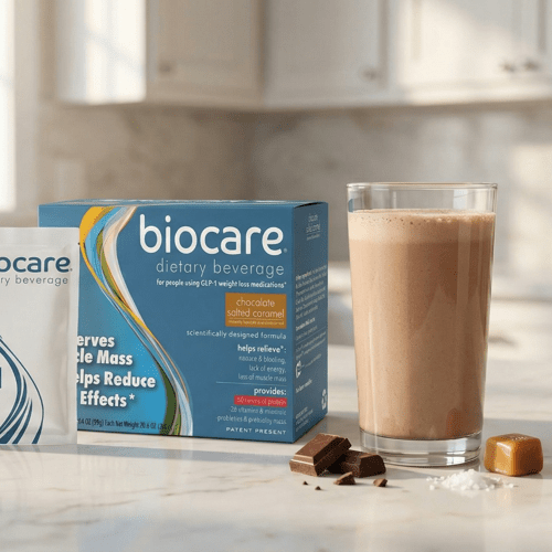 30G Protein Chocolate Salted Caramel Biocare Dietary Beverage (14 - Count) - Pileggi on the Square Salon Powered by Gatto Salon Group