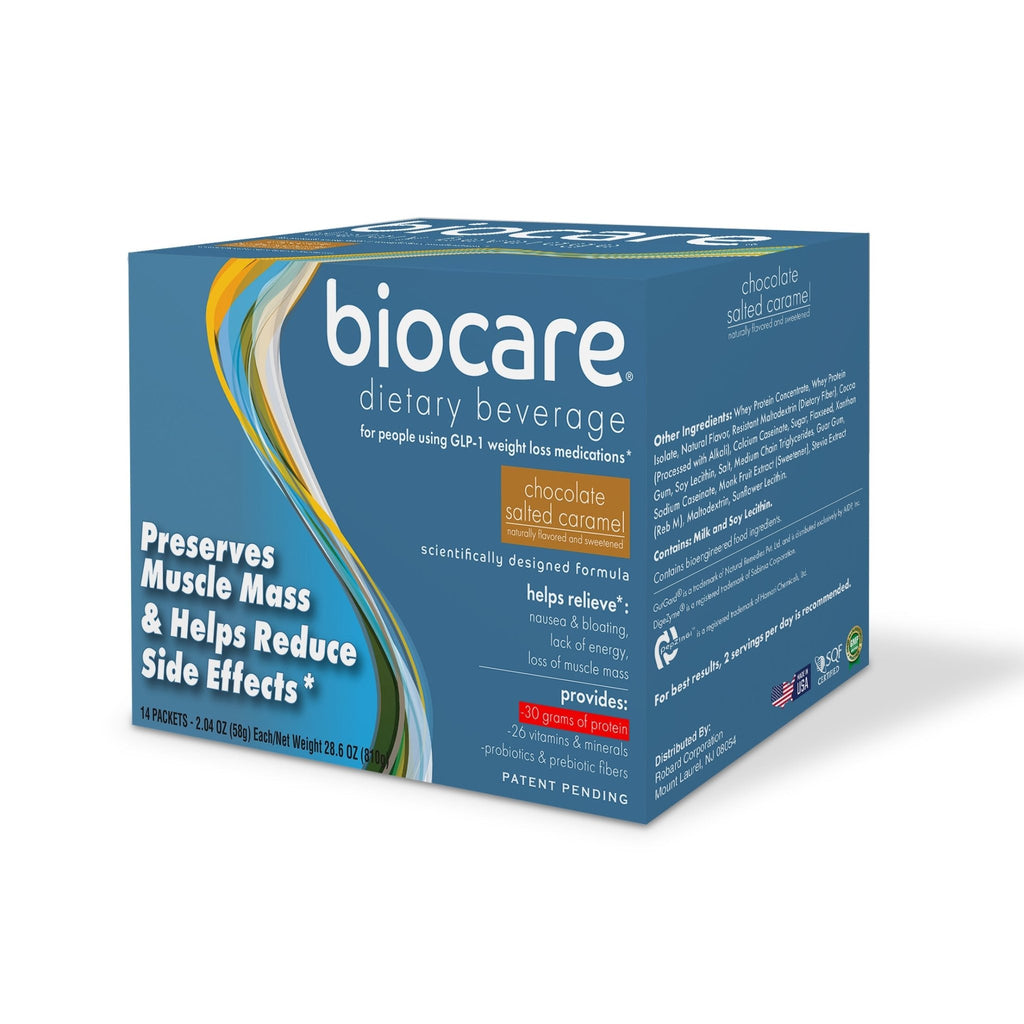 30G Protein Chocolate Salted Caramel Biocare Dietary Beverage (14 Servings) - Pileggi on the Square Salon Powered by Gatto Salon Group