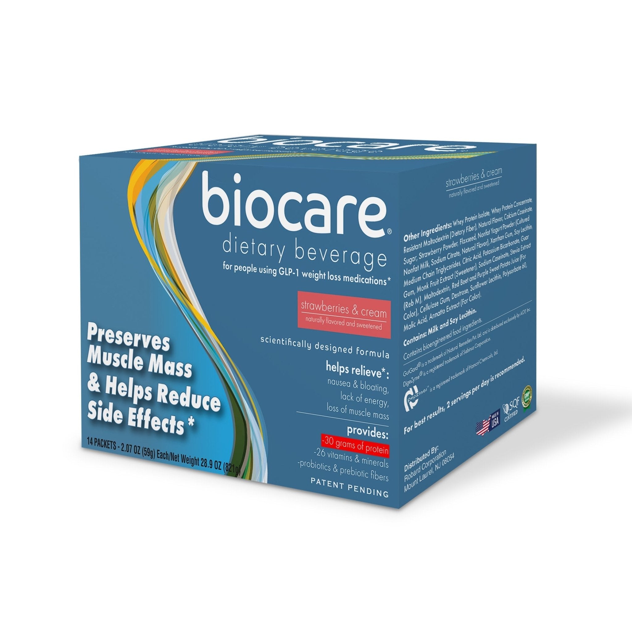 30G Protein Strawberries & Cream Biocare Dietary Beverage (14 - Count) - Pileggi on the Square Salon Powered by Gatto Salon Group