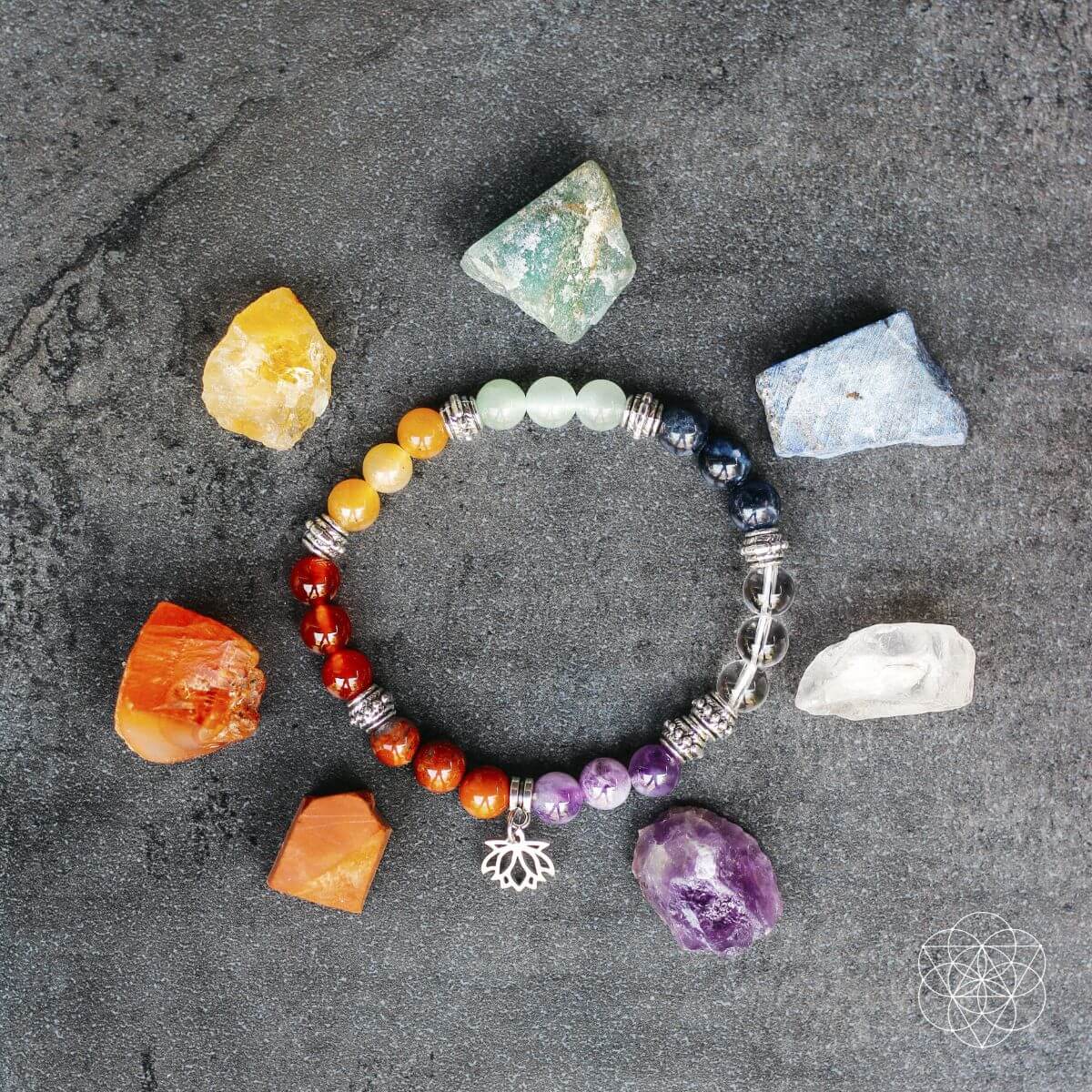 7 Chakra Bracelet and Stones Set - Pileggi on the Square Salon Powered by Gatto Salon Group