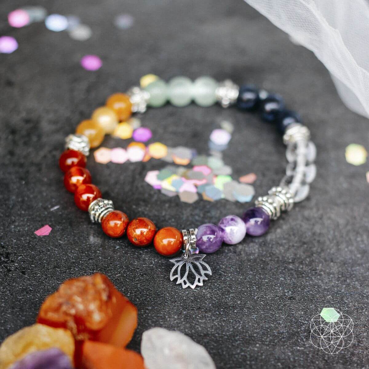 7 Chakra Bracelet and Stones Set - Pileggi on the Square Salon Powered by Gatto Salon Group