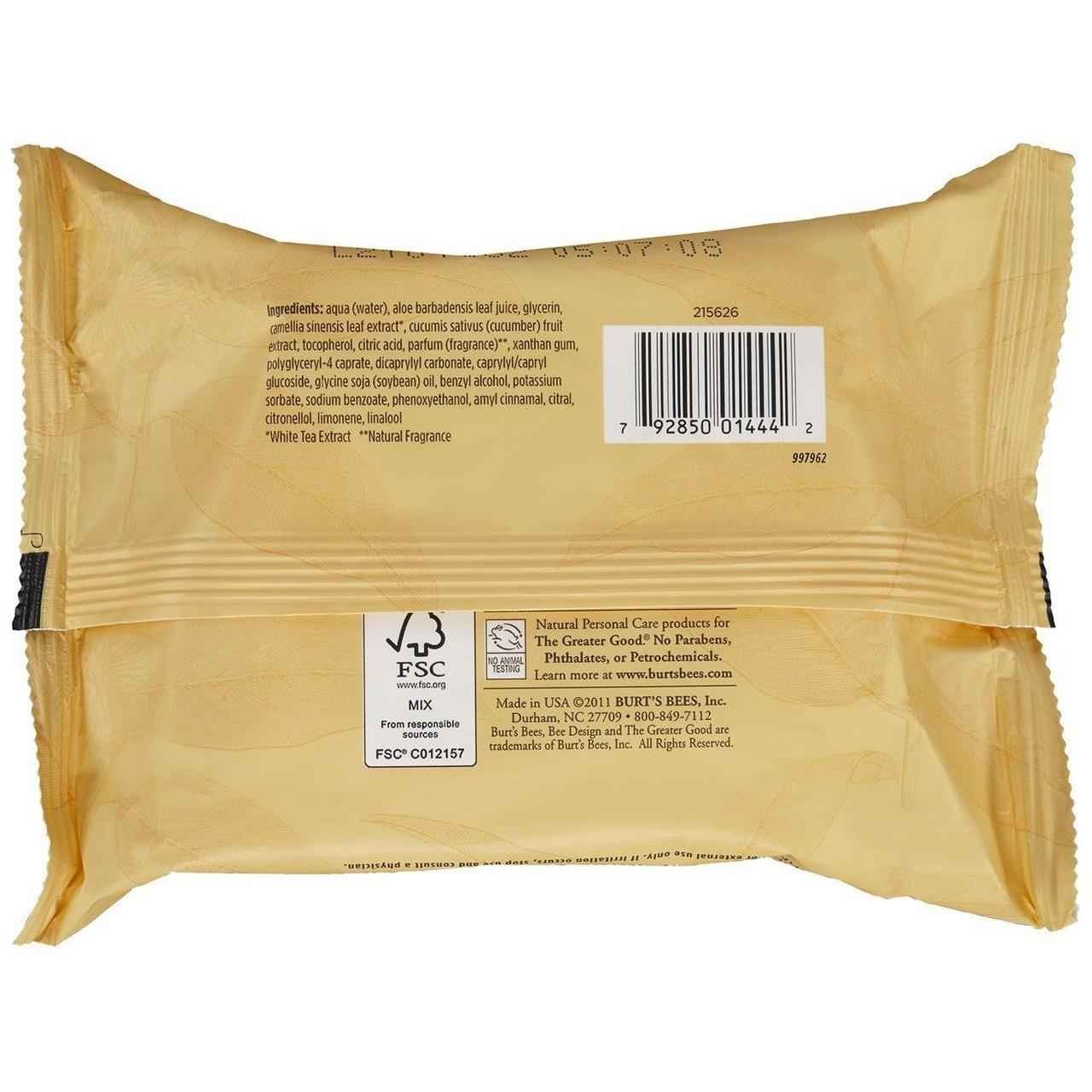 Burt's Bees Facial Cleansing Towelettes With White Tea Extract 2pk