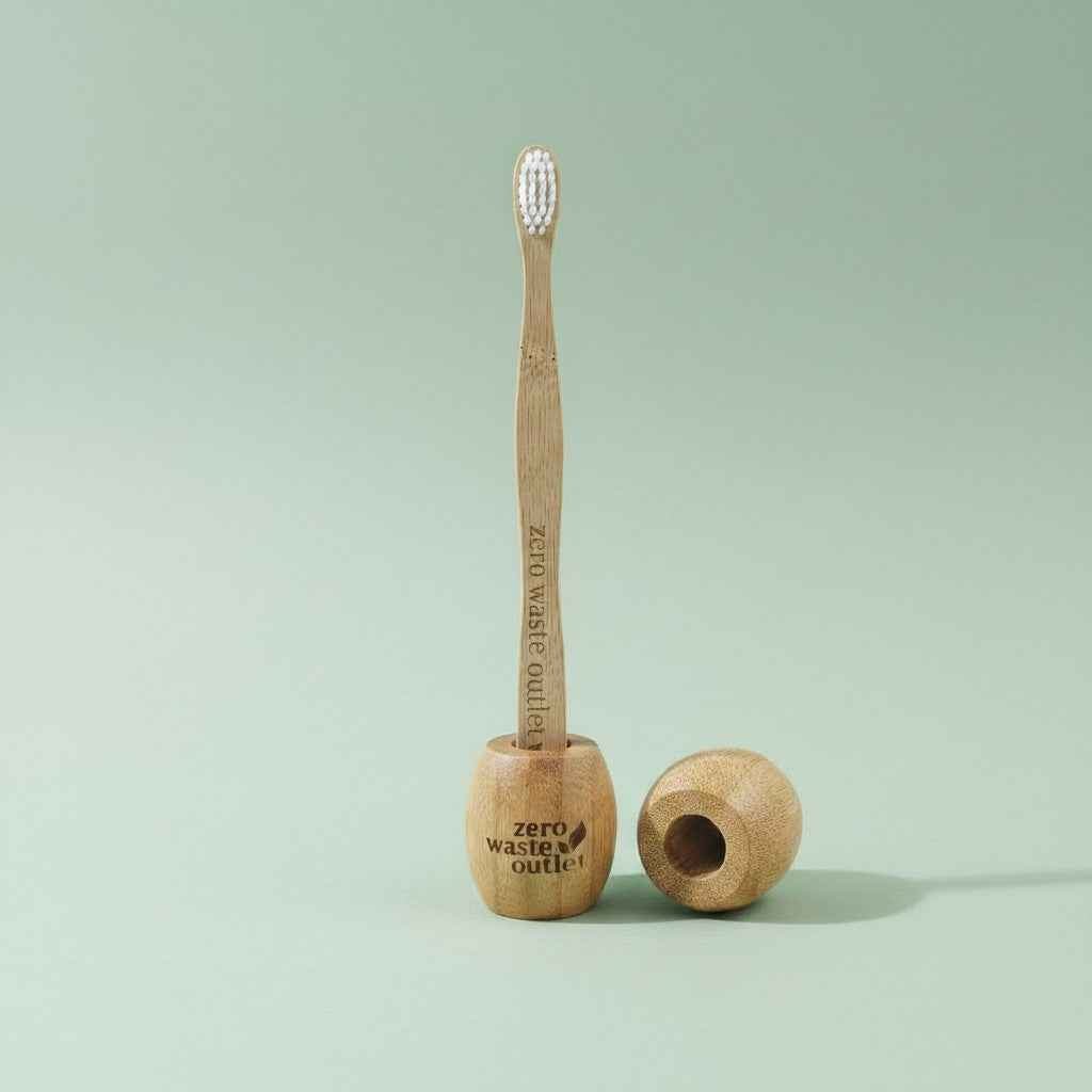 Bamboo Toothbrush Stand - single holder - Pileggi on the Square Salon Powered by Gatto Salon Group