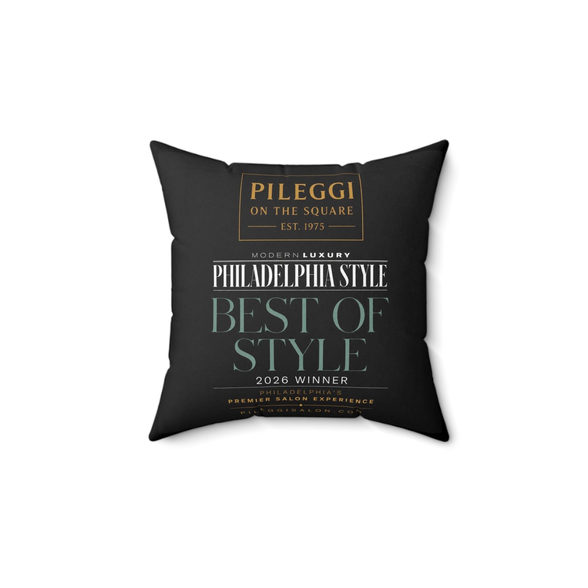 Best of Style Award Pillow — 'Pileggi on the Square' Decorative Throw Pillow - Pileggi on the Square Salon Powered by Gatto Salon Group