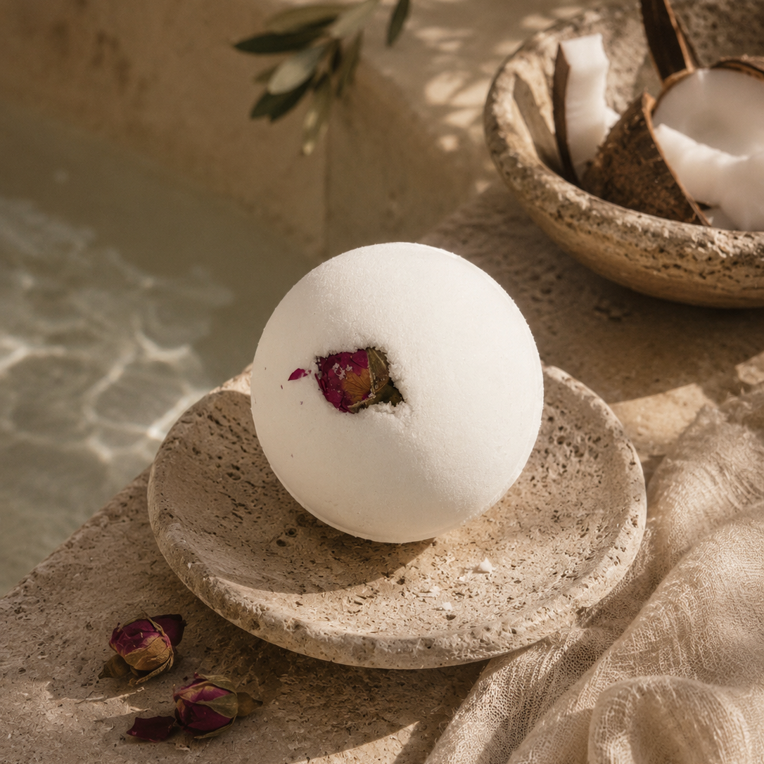 Coconut & Rose - Hemp Infused Bath Bomb