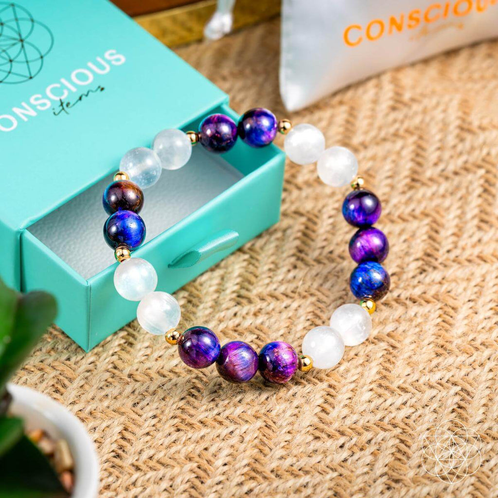 Cosmic Energy Amplifier - Galaxy Tiger’s Eye Bracelet - Pileggi on the Square Salon Powered by Gatto Salon Group