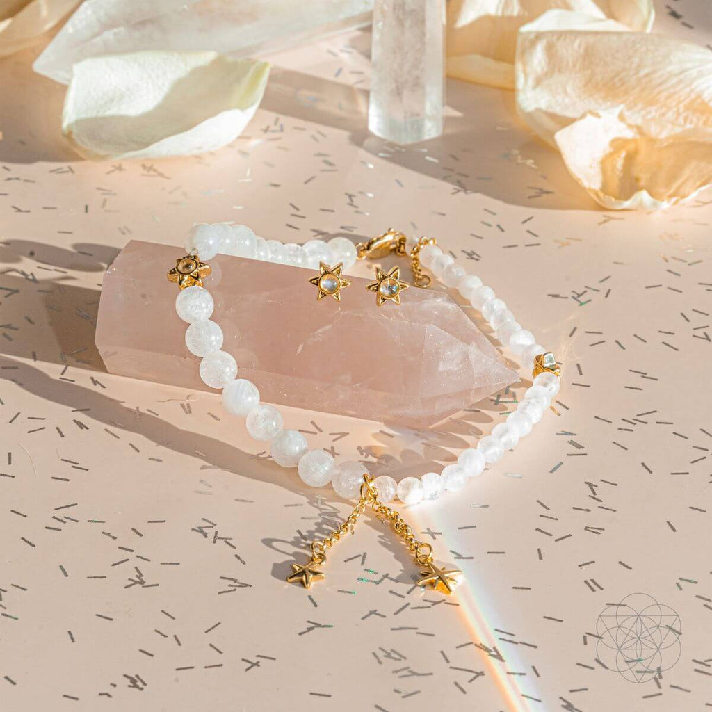 Divine Intuition - Moonstone Anklet and Earrings Set - Pileggi on the Square Salon Powered by Gatto Salon Group