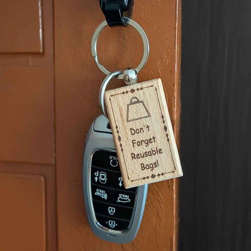 "Don't Forget Reusable Bags" Wooden Keychain - Pileggi on the Square Salon Powered by Gatto Salon Group