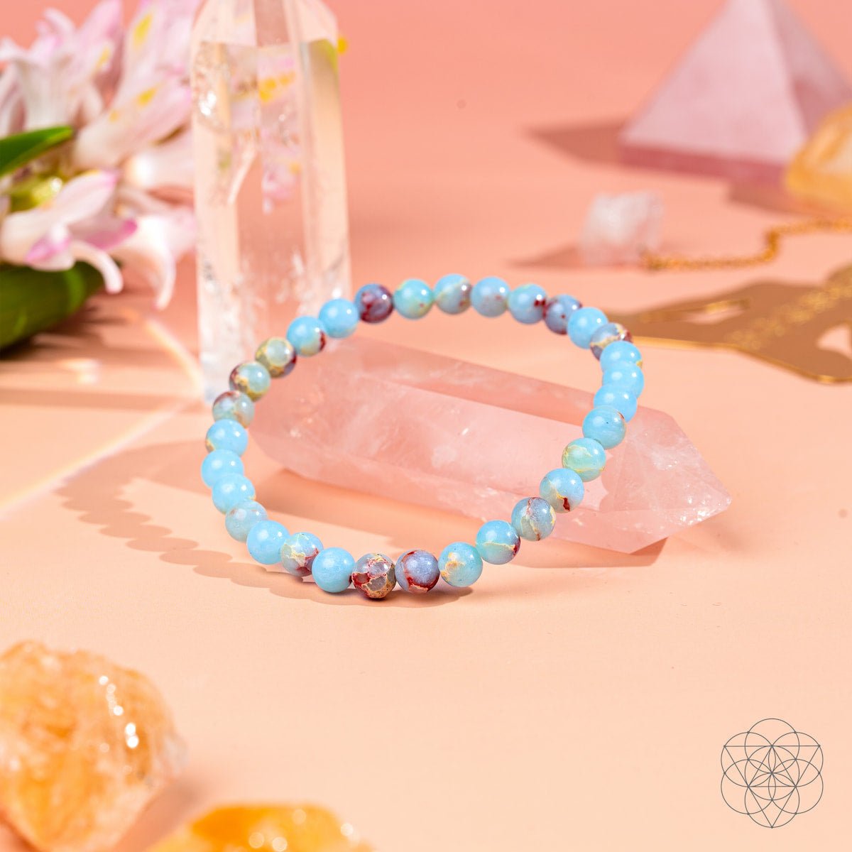 Empath’s Shield – Aqua Terra Jasper Bracelet | 6mm - Pileggi on the Square Salon Powered by Gatto Salon Group