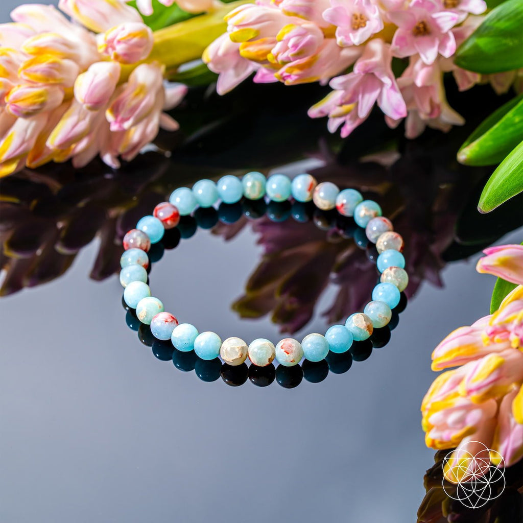Empath’s Shield – Aqua Terra Jasper Bracelet | 6mm - Pileggi on the Square Salon Powered by Gatto Salon Group