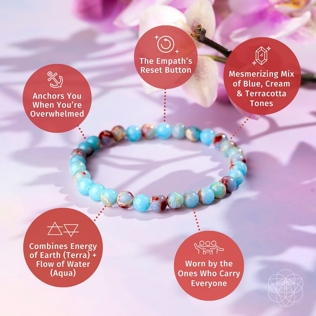 Empath’s Shield – Aqua Terra Jasper Bracelet | 6mm - Pileggi on the Square Salon Powered by Gatto Salon Group