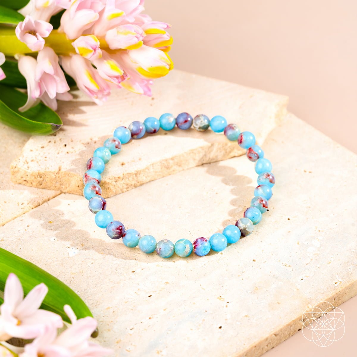 Empath’s Shield – Aqua Terra Jasper Bracelet | 6mm - Pileggi on the Square Salon Powered by Gatto Salon Group