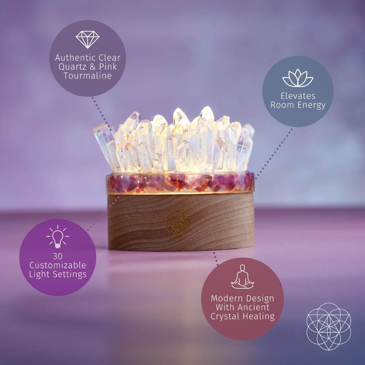Find My Peace - Quartz & Tourmaline Lamp of Blooming Tranquility - Pileggi on the Square Salon Powered by Gatto Salon Group