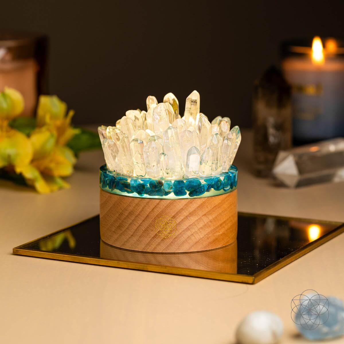 Find My Voice - Quartz & Apatite Lamp of Blooming Confidence - Pileggi on the Square Salon Powered by Gatto Salon Group