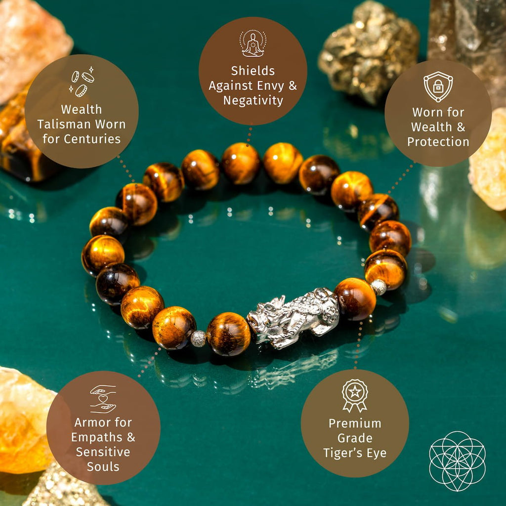 Fortune Flows - Tiger’s Eye & Pixiu Bracelet - Pileggi on the Square Salon Powered by Gatto Salon Group