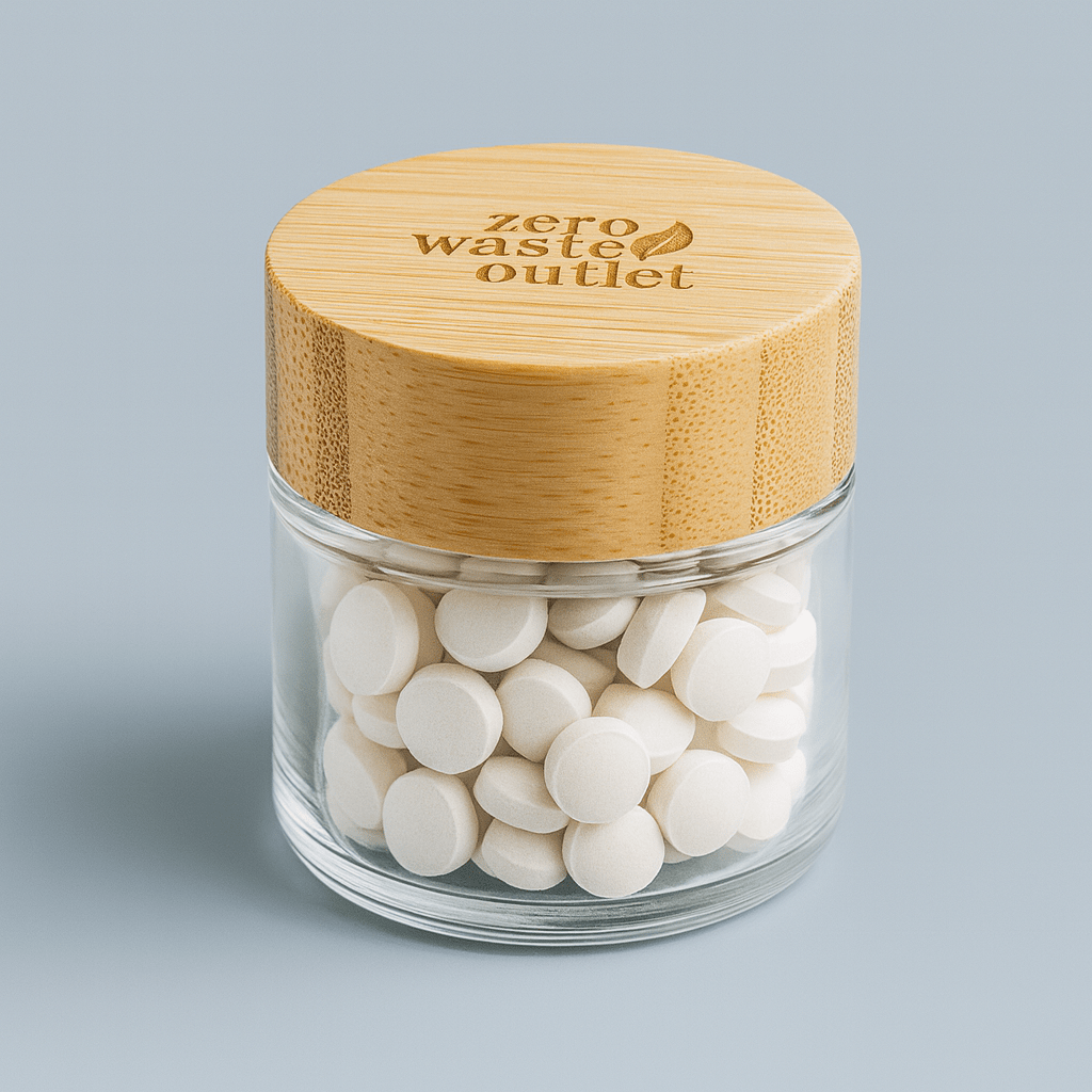 Reusable Glass Jar with Bamboo Lid - For Tooth Tablets