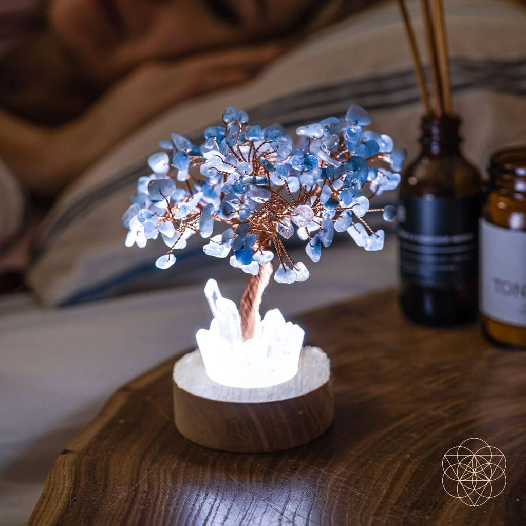 Guardian Angel Lamp of Protection - Aquamarine Tree - Pileggi on the Square Salon Powered by Gatto Salon Group