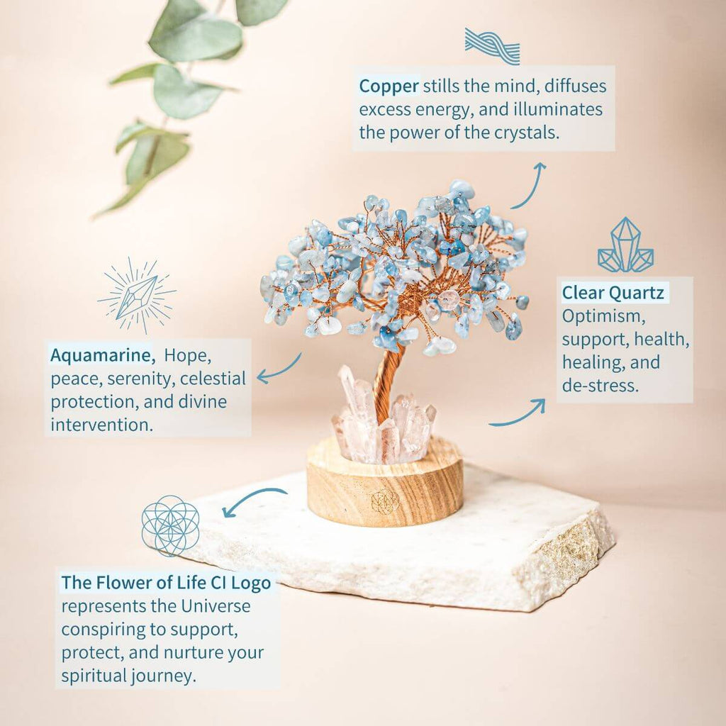 Guardian Angel Lamp of Protection - Aquamarine Tree - Pileggi on the Square Salon Powered by Gatto Salon Group