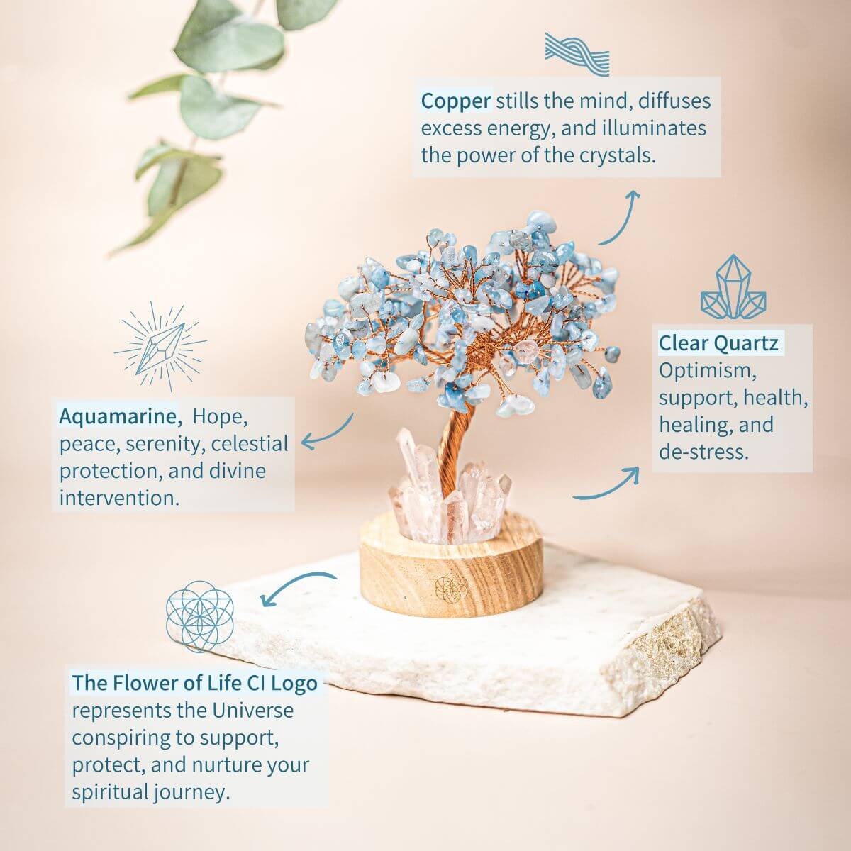 Guardian Angel Lamp of Protection - Aquamarine Tree - Pileggi on the Square Salon Powered by Gatto Salon Group