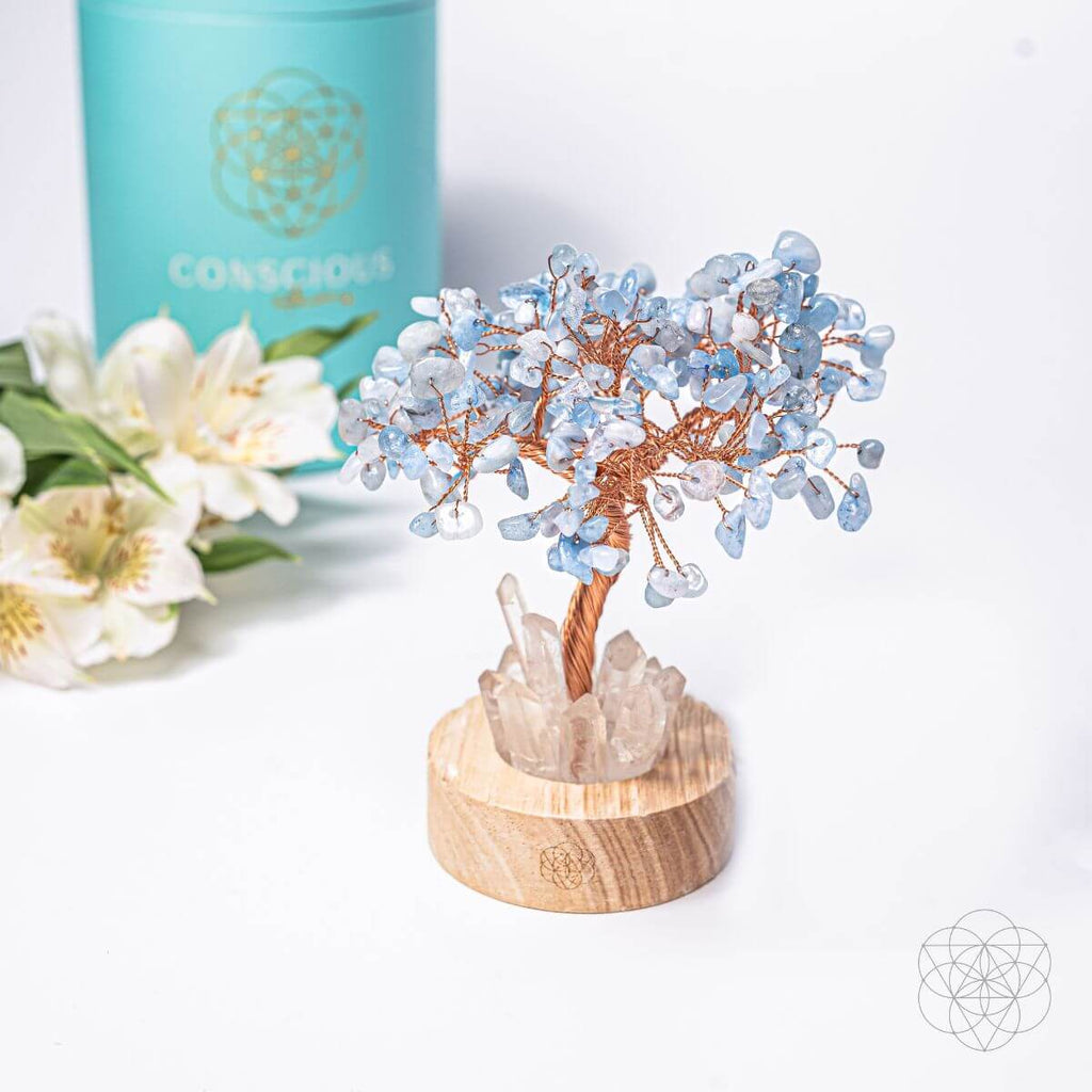 Guardian Angel Lamp of Protection - Aquamarine Tree - Pileggi on the Square Salon Powered by Gatto Salon Group
