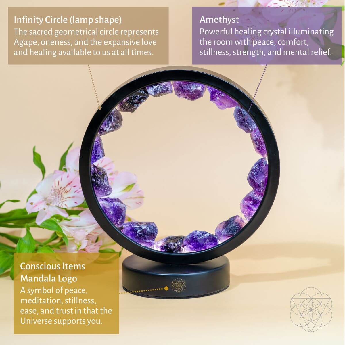 I Am At Peace - Spiritual Protection Amethyst Lamp - Pileggi on the Square Salon Powered by Gatto Salon Group