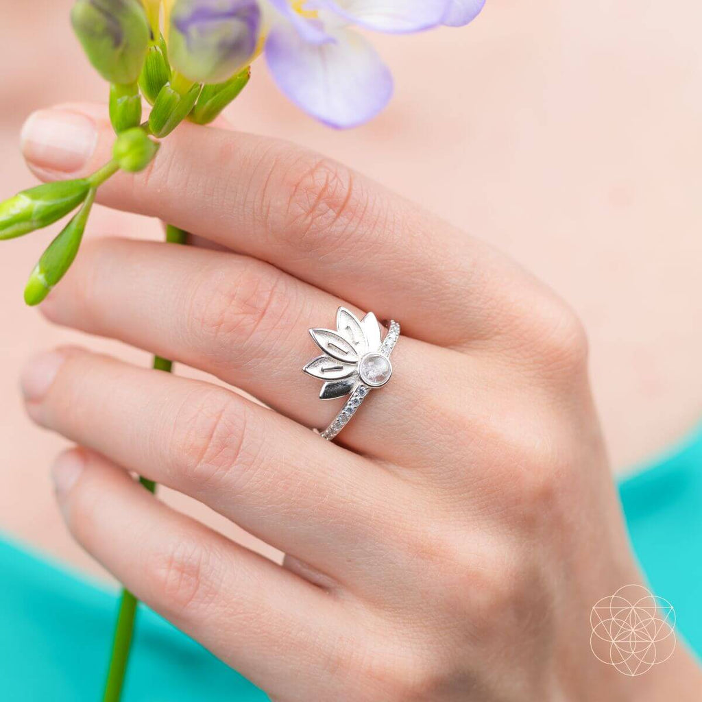 I Am Divinely Guided: 111 Angel Number Silver Lotus Ring - Pileggi on the Square Salon Powered by Gatto Salon Group