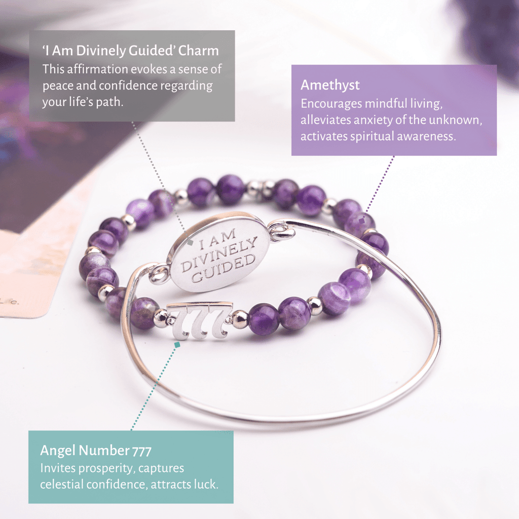 I Am Fortunate - 777 Lucky Amethyst Bracelet Set - Pileggi on the Square Salon Powered by Gatto Salon Group