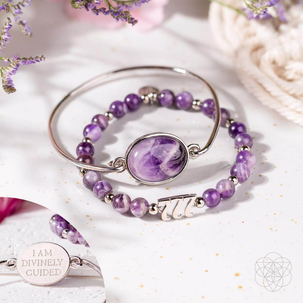 I Am Fortunate - 777 Lucky Amethyst Bracelet Set - Pileggi on the Square Salon Powered by Gatto Salon Group