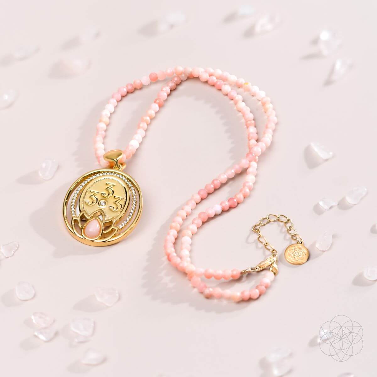 I Am Love - 333 Pink Opal Silver Necklace of True Love - Pileggi on the Square Salon Powered by Gatto Salon Group