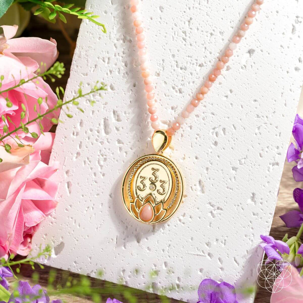 I Am Love - 333 Pink Opal Silver Necklace of True Love - Pileggi on the Square Salon Powered by Gatto Salon Group