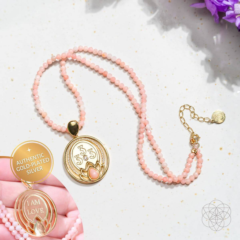 I Am Love - 333 Pink Opal Silver Necklace of True Love - Pileggi on the Square Salon Powered by Gatto Salon Group