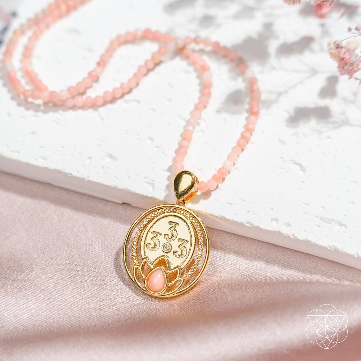 I Am Love - 333 Pink Opal Silver Necklace of True Love - Pileggi on the Square Salon Powered by Gatto Salon Group