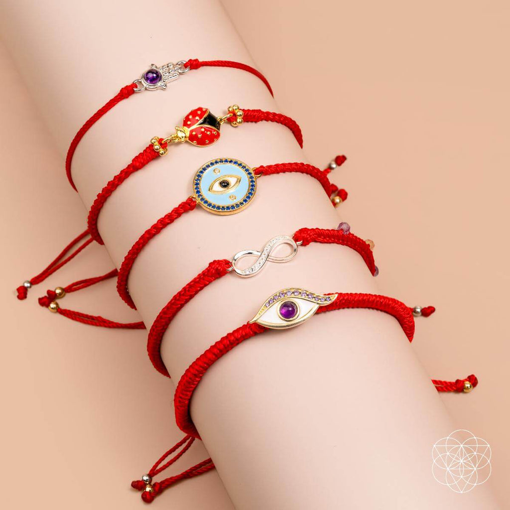 Infinite Prosperity - Eight - Strand Red String Bracelet - Pileggi on the Square Salon Powered by Gatto Salon Group