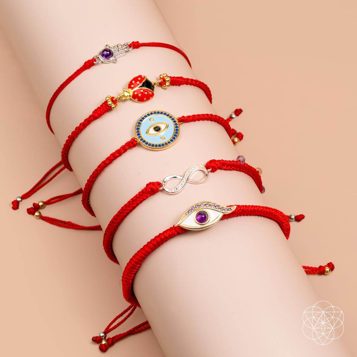 Infinite Prosperity - Eight - Strand Red String Bracelet - Pileggi on the Square Salon Powered by Gatto Salon Group