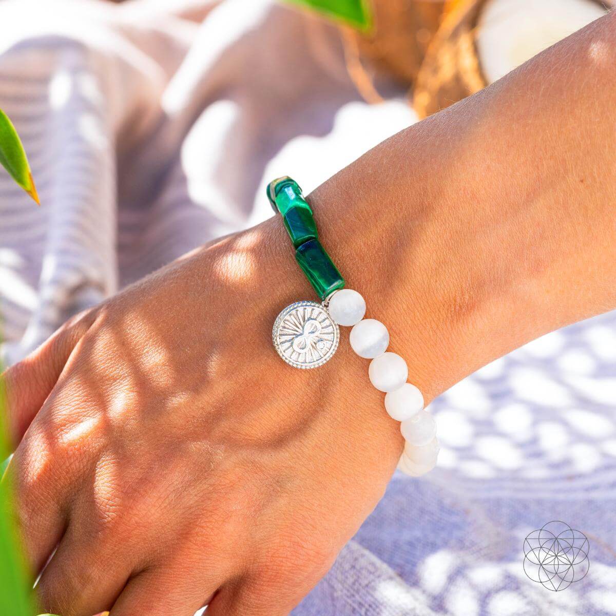 Infinite Triumph - Malachite & Selenite Success Bracelet - Pileggi on the Square Salon Powered by Gatto Salon Group