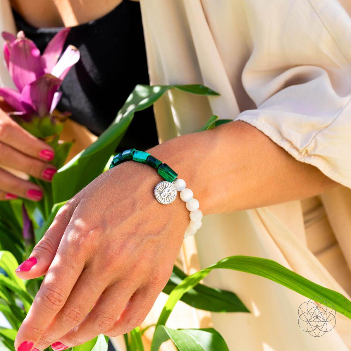 Infinite Triumph - Malachite & Selenite Success Bracelet - Pileggi on the Square Salon Powered by Gatto Salon Group