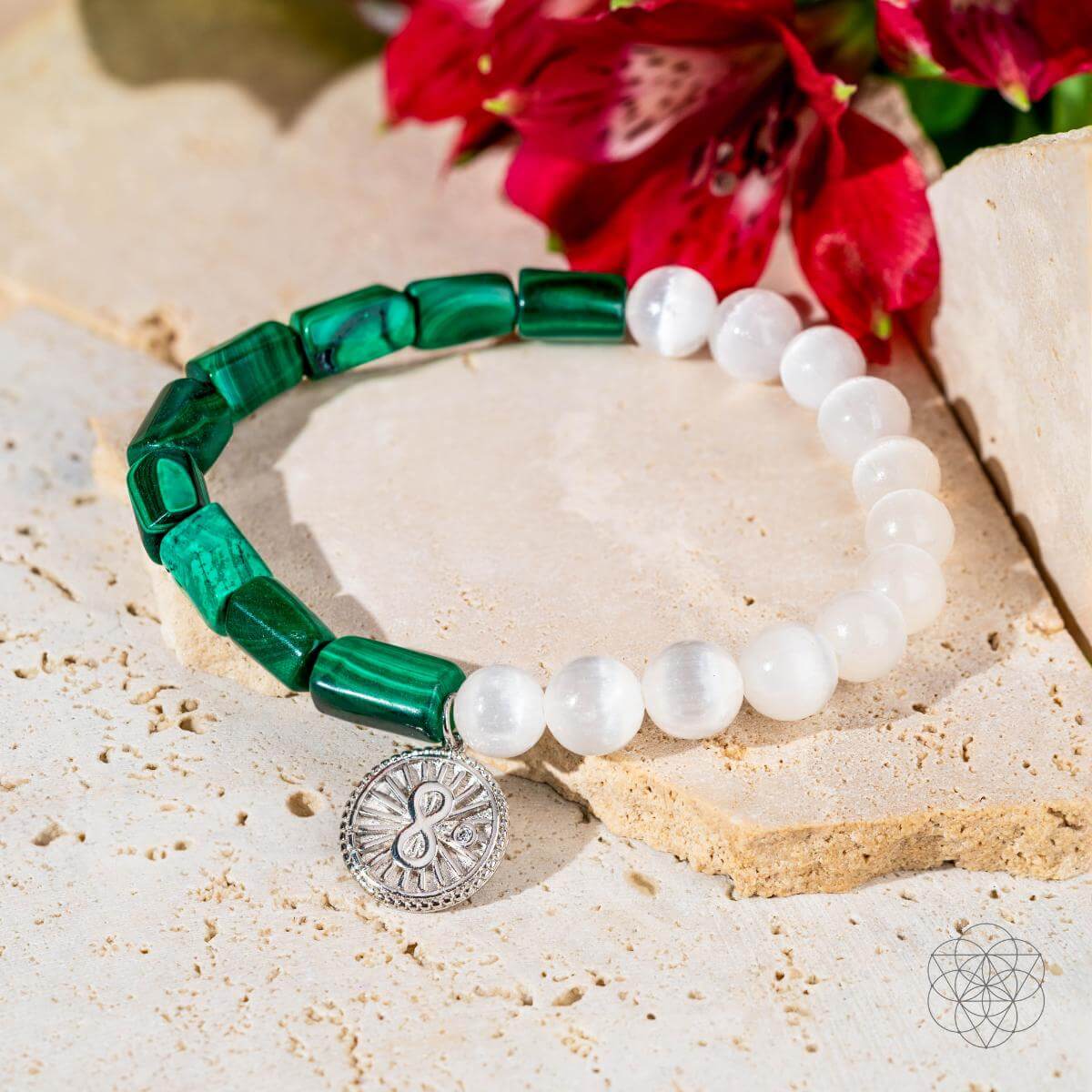 Infinite Triumph - Malachite & Selenite Success Bracelet - Pileggi on the Square Salon Powered by Gatto Salon Group
