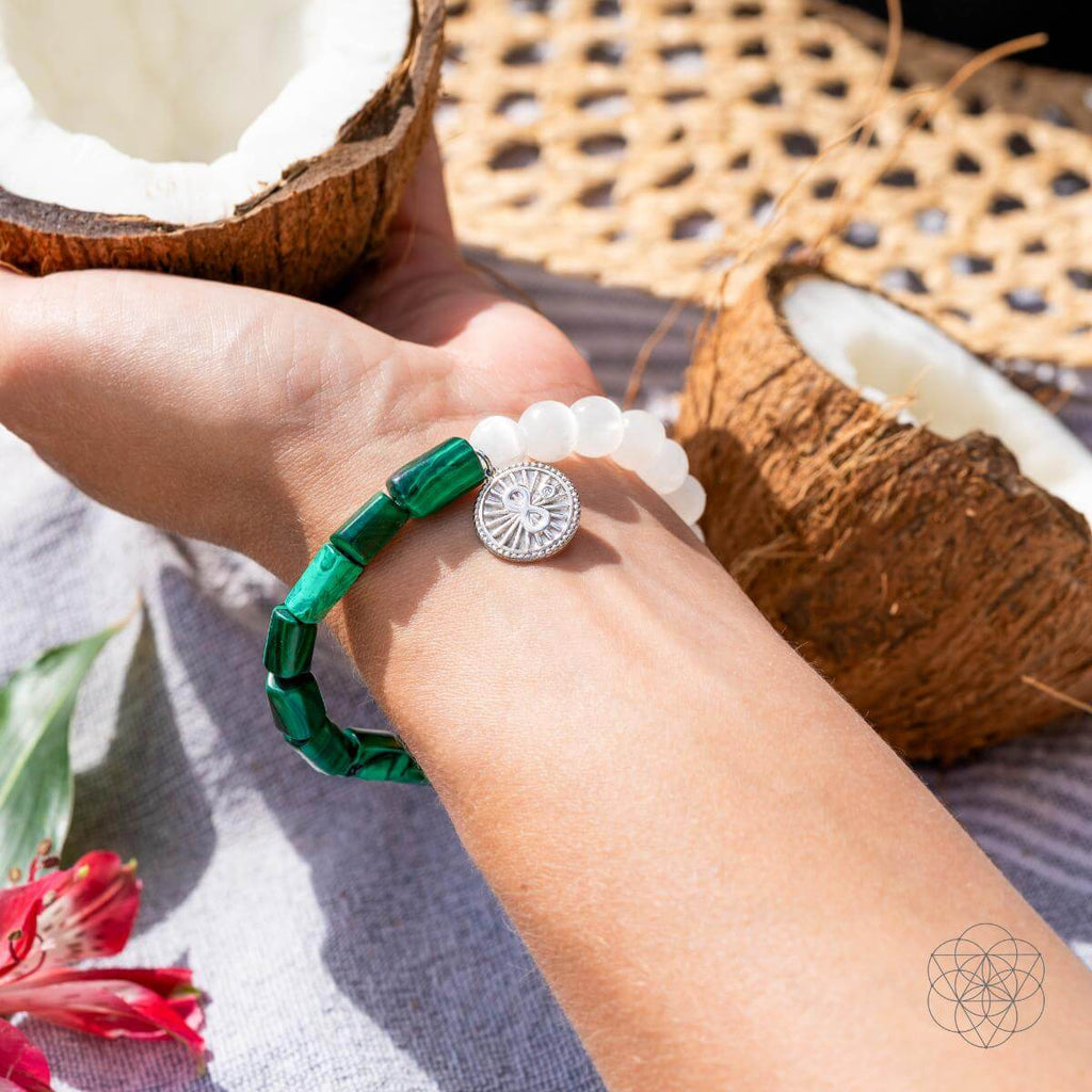 Infinite Triumph - Malachite & Selenite Success Bracelet - Pileggi on the Square Salon Powered by Gatto Salon Group