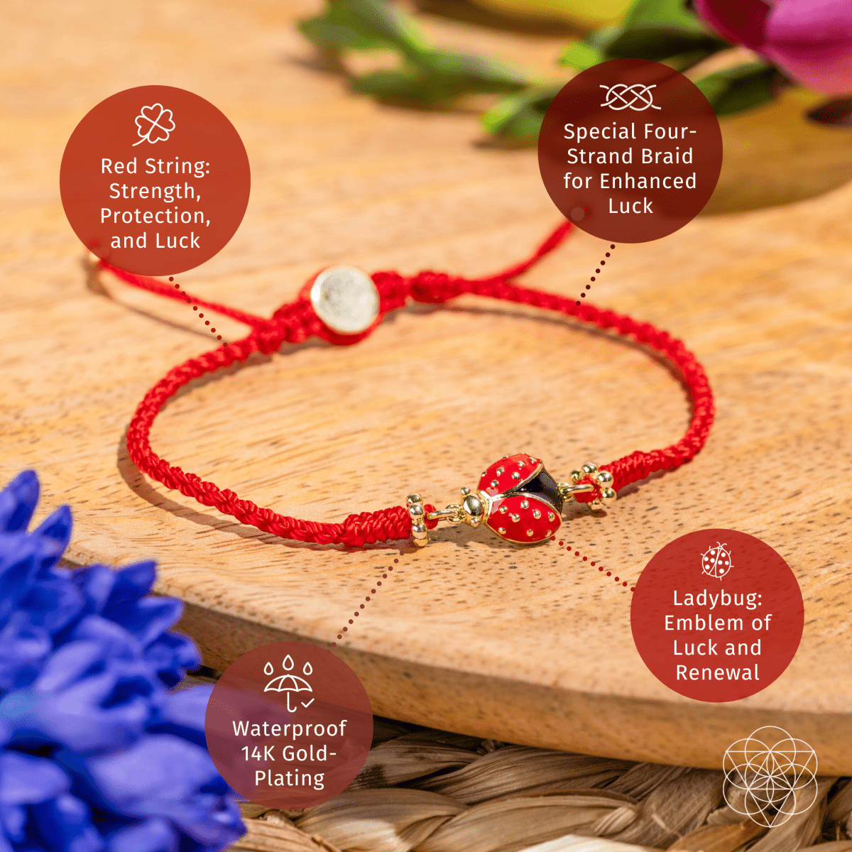 Lucky Ladybug - Four - Strand Red String Bracelet - Pileggi on the Square Salon Powered by Gatto Salon Group