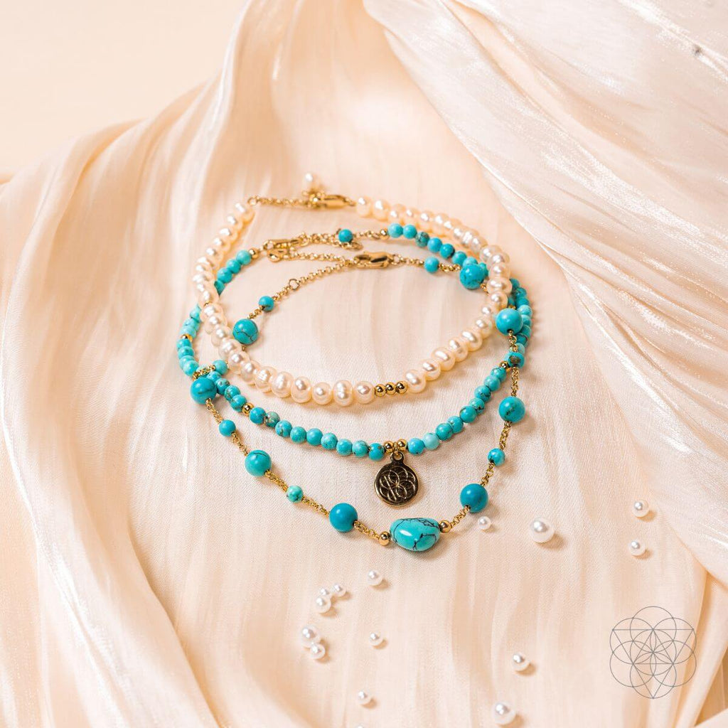Luminous Glow - The Turquoise and Pearl Anklets of Love - Pileggi on the Square Salon Powered by Gatto Salon Group