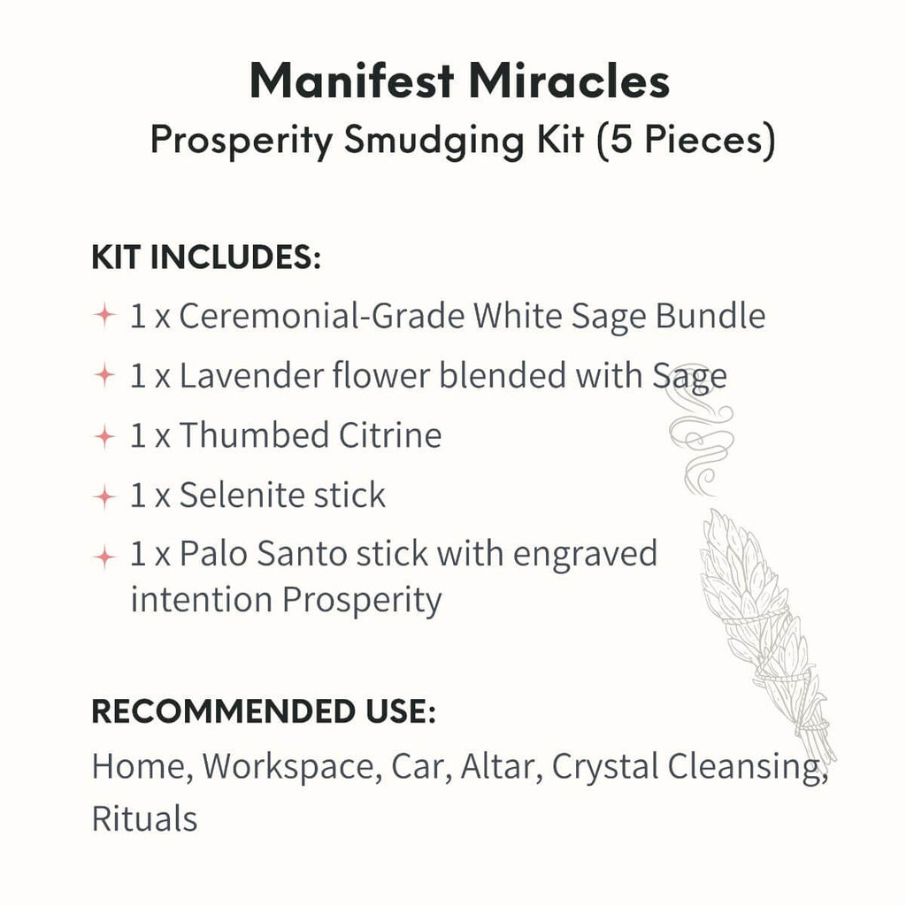 Manifest Miracles - Prosperity Smudging Kit (5 Pieces) - Pileggi on the Square Salon Powered by Gatto Salon Group