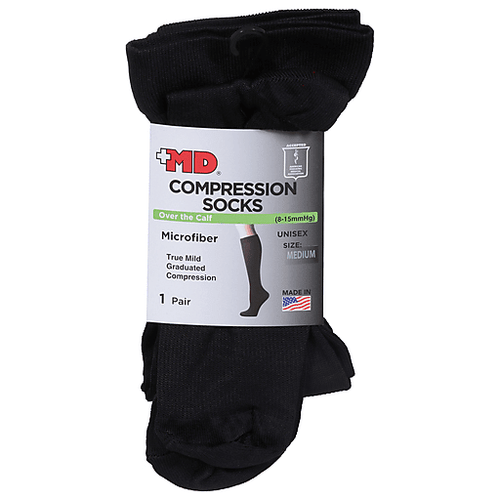 +MD Md Microfiber Over The Calf Compression Socks Black, Medium - Pileggi on the Square Salon Powered by Gatto Salon Group