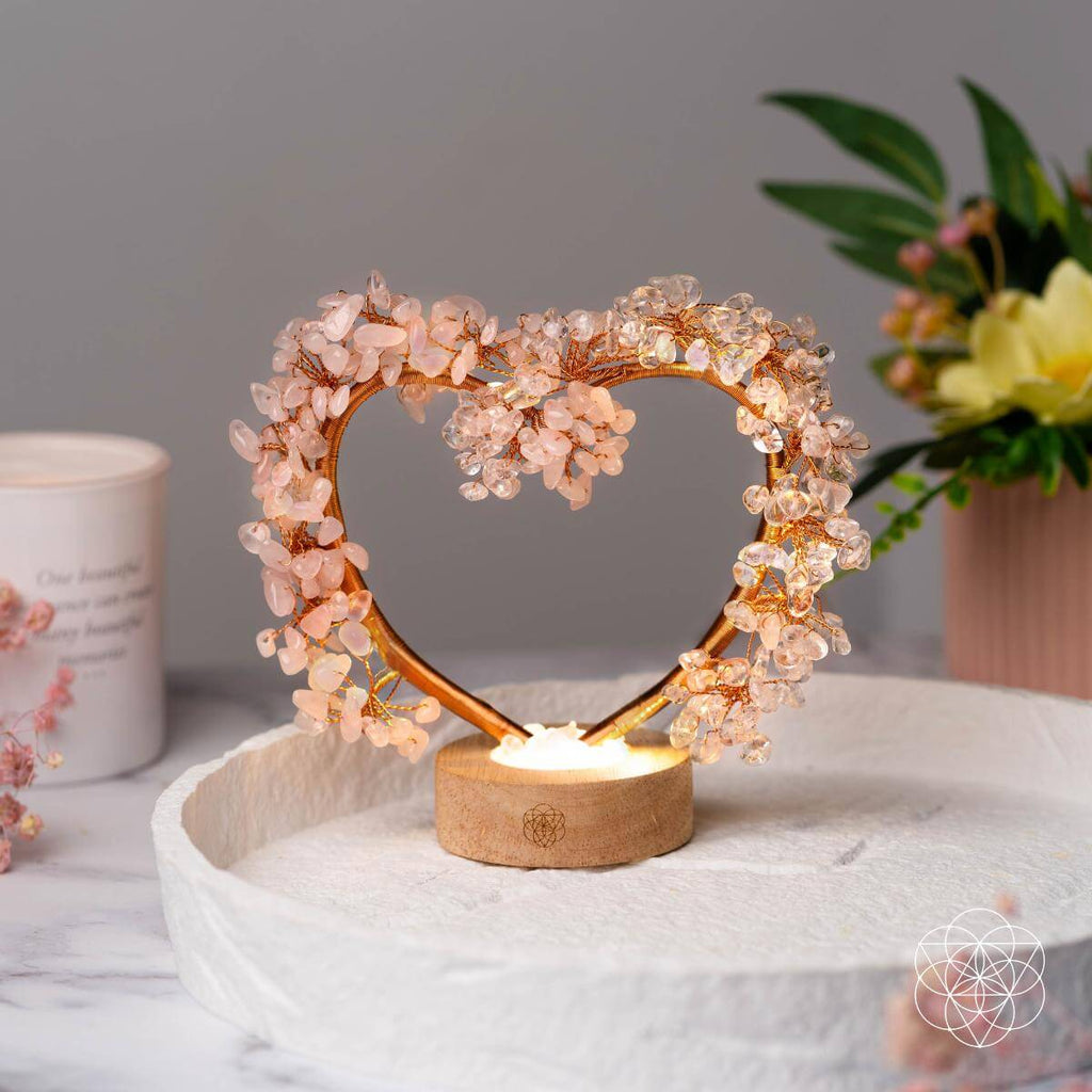 Mend My Broken Heart - Rose & Clear Quartz Tree Lamp - Pileggi on the Square Salon Powered by Gatto Salon Group