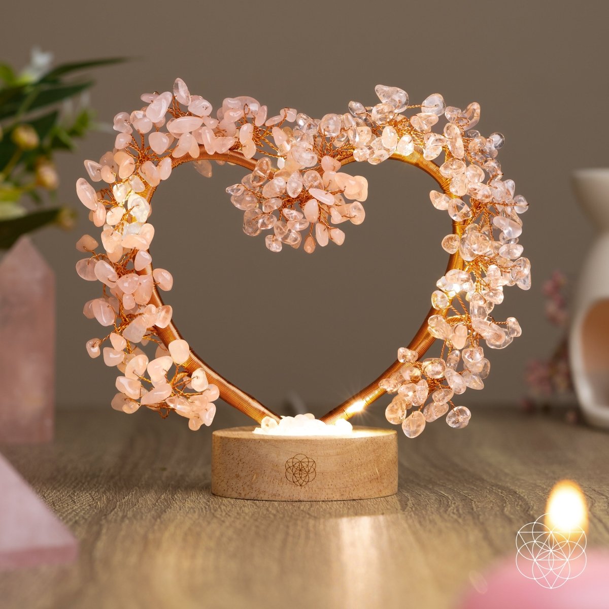 Mend My Broken Heart - Rose & Clear Quartz Tree Lamp - Pileggi on the Square Salon Powered by Gatto Salon Group