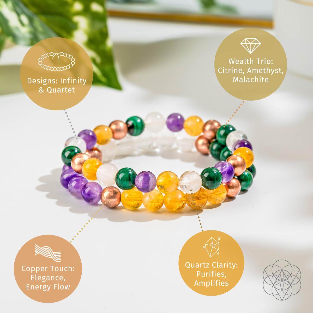 Powerhouse of Wealth Manifestation - Crystal Quartet Bracelet Set - Pileggi on the Square Salon Powered by Gatto Salon Group