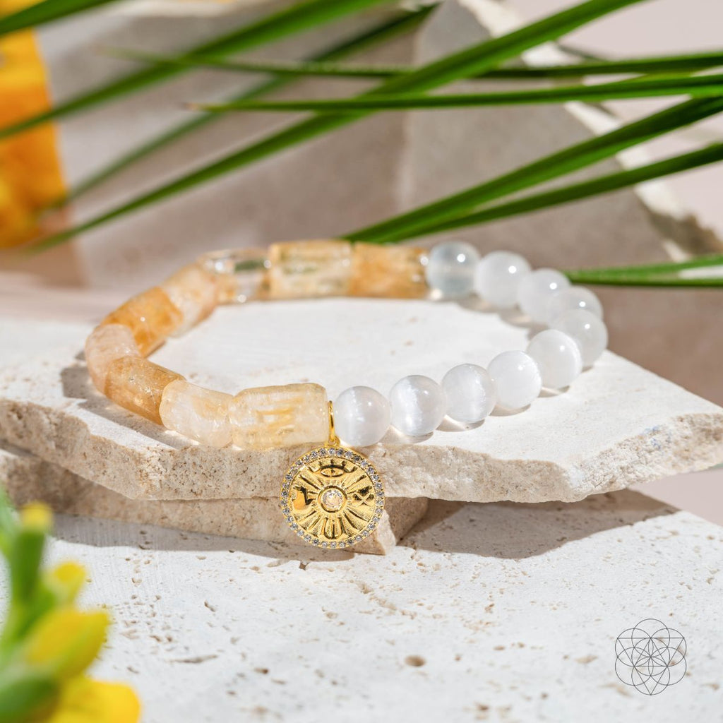 Quartet of Luck - Citrine & Selenite Bracelet of Serendipity - Pileggi on the Square Salon Powered by Gatto Salon Group
