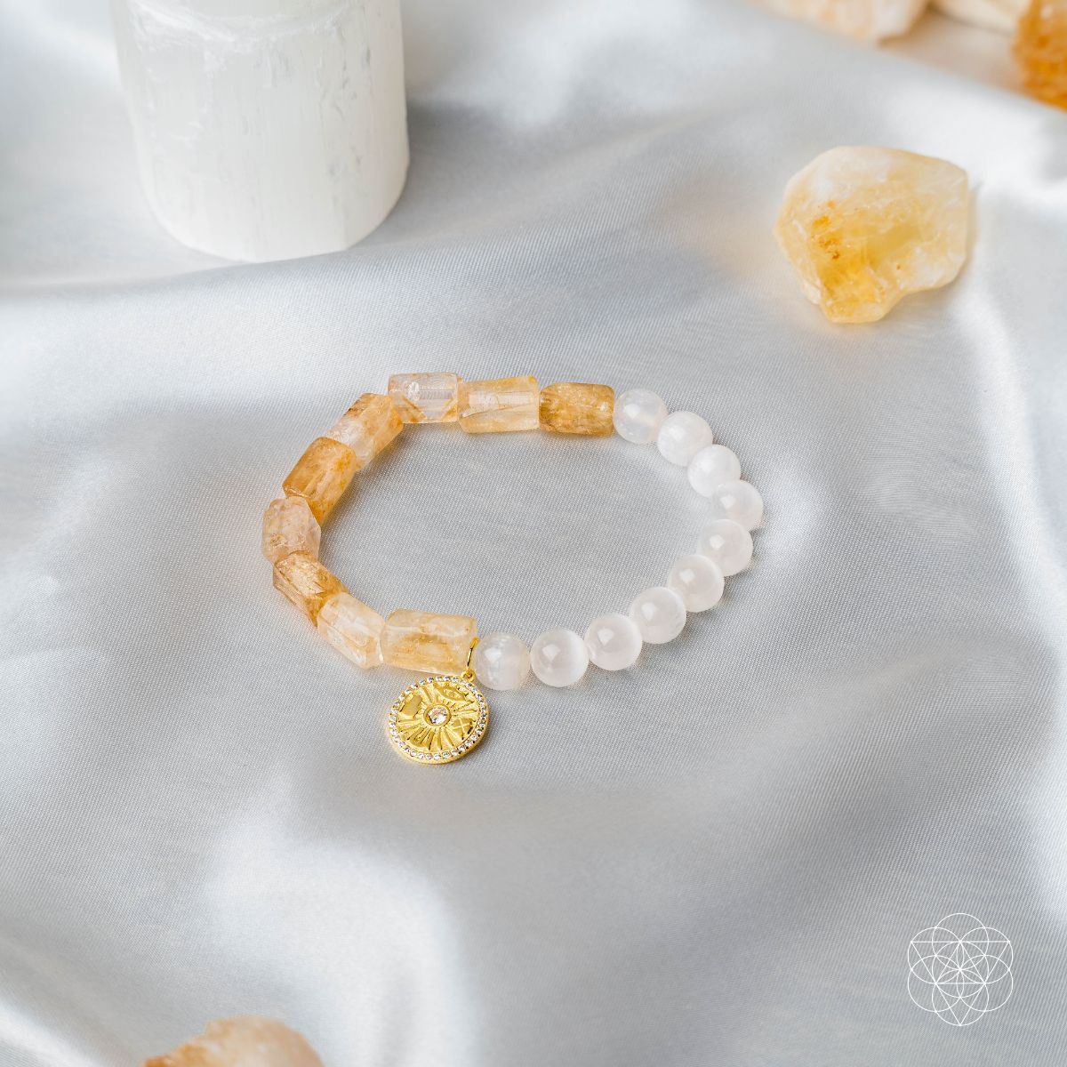 Quartet of Luck - Citrine & Selenite Bracelet of Serendipity - Pileggi on the Square Salon Powered by Gatto Salon Group