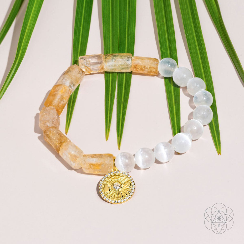 Quartet of Luck - Citrine & Selenite Bracelet of Serendipity - Pileggi on the Square Salon Powered by Gatto Salon Group